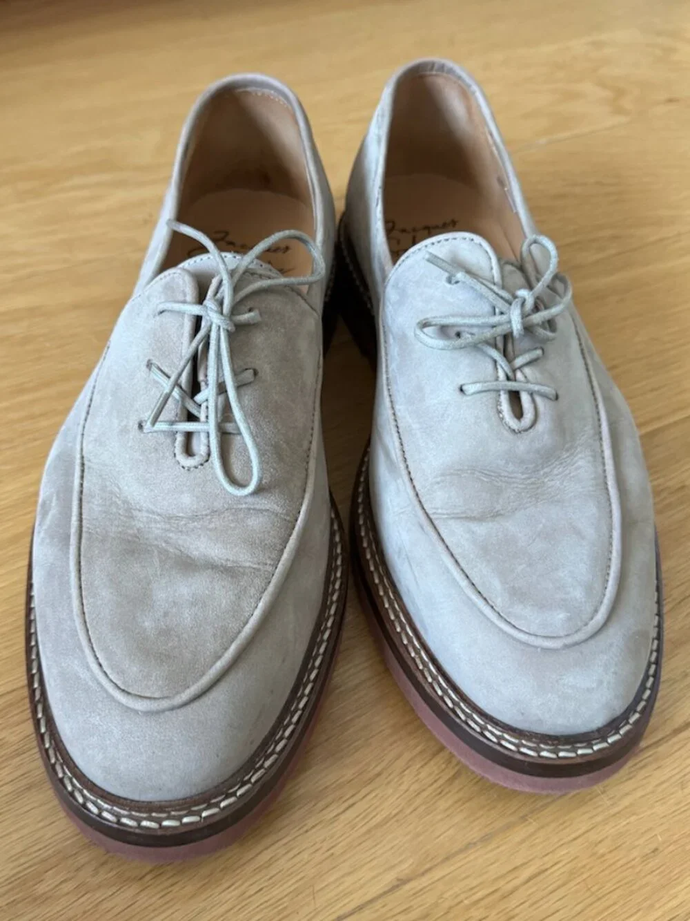 Jacques Soloviere Tan Suede Loafer Shoes in Size 43